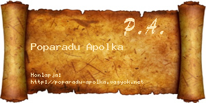 Poparadu Apolka névjegykártya